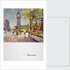 Front cover of Cunard menu featuring Big Ben and a red London bus by unknown