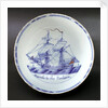 Delftware ship bowl by unknown
