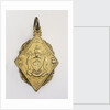 Flat, gilt metal diamond-shaped pendant by unknown