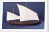 Full hull model, two masted open boat, starboard broadside by Unknown
