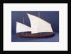 Full hull model, two masted open boat, starboard broadside by Unknown