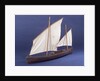 Full hull model, two masted open boat, port by unknown