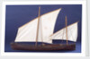 Full hull model, two masted open boat, port broadside by unknown