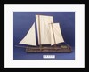 Full hull model, sailing liferaft, port broadside by unknown