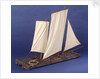 Full hull model, sailing liferaft, starboard stern quarter by unknown
