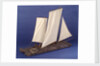 Full hull model, sailing liferaft, starboard stern quarter by unknown