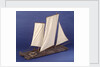 Full hull model, sailing liferaft, starboard stern quarter by unknown