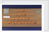 Full hull model, racing four shell, port broadside by unknown