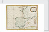 Chart of western Europe showing Paris meridian as the Prime by Jacques Nicolas Bellin