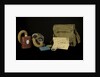 Non-regulation gas mask bag and contents by unknown