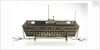 Design model, refuge asylum, broadside, with mooring chains by unknown