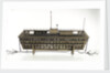 Design model, refuge asylum, broadside, with mooring chains by unknown