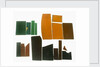 Eighteen pieces of coloured glass (five amber, three crimson, four dark green, six purple) in a bag by unknown