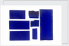 Seven pieces of cobalt blue pieces of glass in a bag by unknown