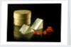Pill box containing two prisms and red coloured crystals by unknown
