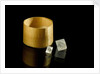 Pillbox containing two alum octahedron crystals by unknown