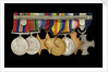 Medals awarded to Cdr J. L. Younghusband DSC (reverse, r to l, MED1228-1235) by Garrard & Co.