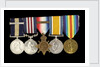 Medals awarded to Arthur Robert Blore (obverse, left to right, MED1860-1864) by B. Mackennal