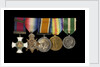 Medals awarded to Rear Admiral Harold Hugh Huxham DSO (obverse, l to r, MED1634-1638) by W. Wyon