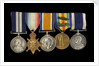 Medals awarded to Chief Petty Officer A. G. Clarke DSM (obverse, l to r, MED1095-1104) by B. Mackennal