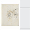 A study of two heads wearing different helmets (verso) by Thomas Baxter