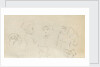 A woman in a turban, four sketches of a woman in a bonnet and a woman carrying a child (verso) by Thomas Baxter