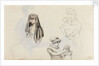 A woman with a draped head and two studies of a woman with a child, possibly Horatia (verso) by Thomas Baxter