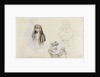 A woman with a draped head and two studies of a woman with a child, possibly Horatia (verso) by Thomas Baxter