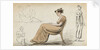 A young woman seated in a chair and other figure studies (verso) by Thomas Baxter