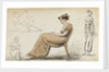 A young woman seated in a chair and other figure studies (verso) by Thomas Baxter