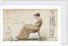 A young woman seated in a chair and other figure studies (verso) by Thomas Baxter