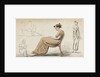 A young woman seated in a chair and other figure studies (verso) by Thomas Baxter