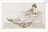 A young woman reclining on a sofa reading a book, possibly one of the Connors, Emma's cousins by Thomas Baxter