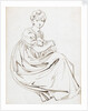 A young woman seated or crouching holding a dog in her lap, possibly Charlotte Nelson by Thomas Baxter