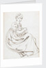 A young woman seated or crouching holding a dog in her lap, possibly Charlotte Nelson by Thomas Baxter