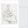 A young woman seated or crouching holding a dog in her lap, possibly Charlotte Nelson by Thomas Baxter