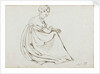 A young woman in a long dress crouching by Thomas Baxter