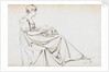 A young woman seated with a dog on her lap by Thomas Baxter