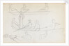 Studies of people in a rowing boat in the river at Merton Place (recto) by Thomas Baxter