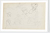 Studies of young women rowing and of heads in profile (recto) by Thomas Baxter