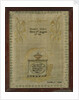 A mourning sampler framed in oak by Mary Gill