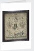 Framed and glazed linen sampler by Mary Lupson