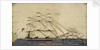 Two warships in full sail by unknown