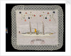 An embroidered silk cushion, showing HMS 'Surprise' by unknown