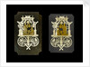 A pair of bonework plaques depicting fretwork Chinese pavilions by Ernest Edwin Russell
