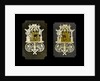 A pair of bonework plaques depicting fretwork Chinese pavilions by Ernest Edwin Russell