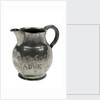 Pewter ale jug said to have been owned by Frederick Marryat (1792-1848), naval officer and novelist, but with bogus inscriptions and marks by unknown