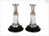 One of a pair of matching Sheffield plate candlesticks commemorating the victories of Admirals Richard Howe, John Jervis, Adam Duncan and Horatio Nelson by unknown