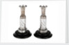 One of a pair of matching Sheffield plate candlesticks commemorating the victories of Admirals Richard Howe, John Jervis, Adam Duncan and Horatio Nelson by unknown