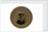 Plate glazed on a mustard ground with a gold rim by Ridgways
